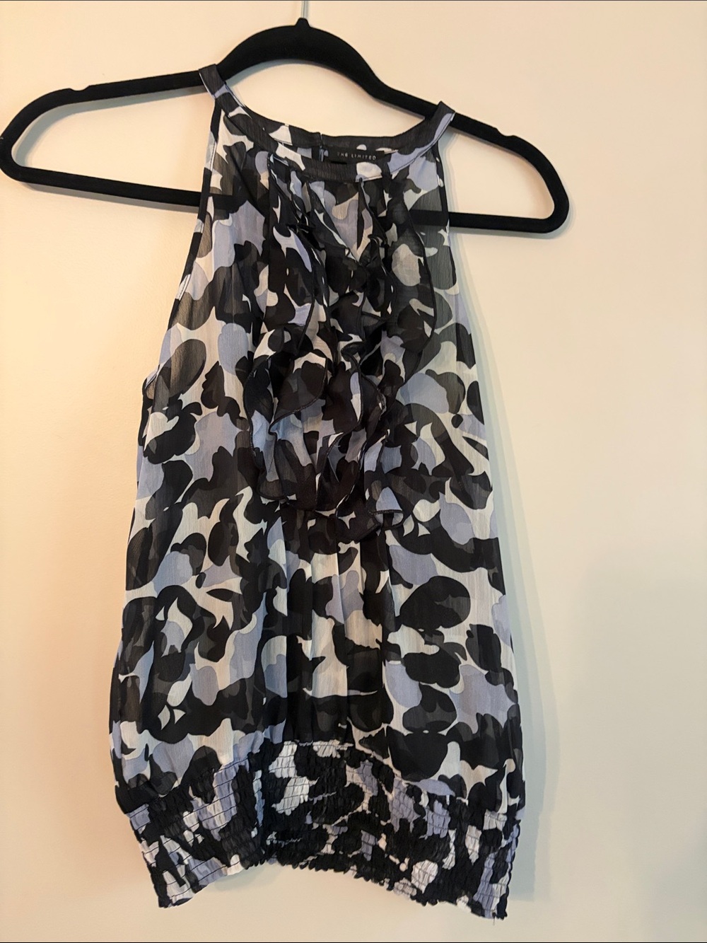 The Limited Black & White Ruffled Halter Camisole
